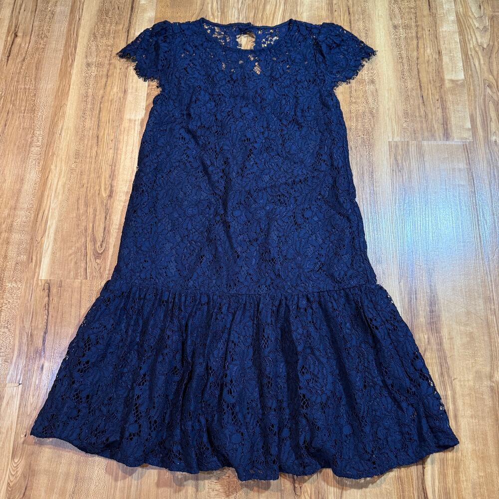 NWT Polo Ralph Lauren Girls Navy Lace Ruffled Drop Waist Holiday Event Dress 12